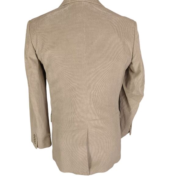 TASSO ELBA Sport Suit Coat Blazer Mens Tan Corduroy Three Button Cotton LARGE - Picture 7 of 11